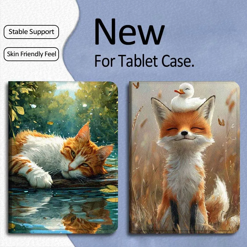 

Fox Cat Cartoon Popular Art Gift For Xiaomi Mi Pad Mini 4 5 6 7 SE Pro Plus Redmi Pad 2 SE 2025 8.8 11 Foldable Tablet Case