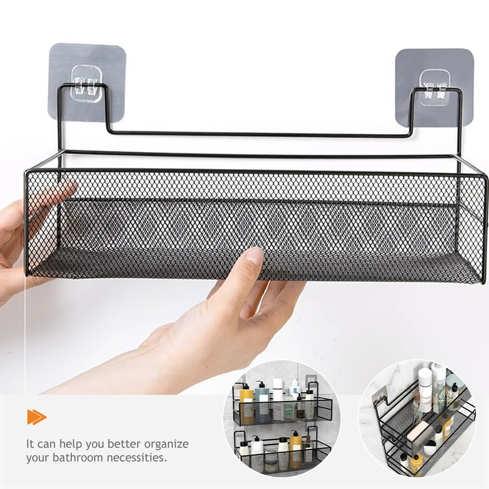 

Bathroom Shelf Rack 3 Tier Metal Wire Basket Storage Organizer Non-Punching Wall Mounted Heavy Duty Kitchen Pantry Shower Toilet