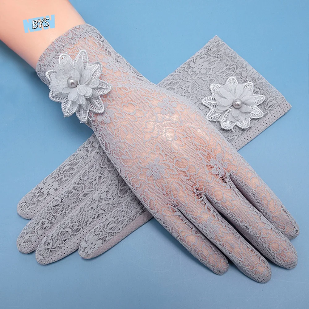 

Anti-skid Women Sun Protection Gloves Lace Thin Material Anti Ultraviolet Gloves Full-finger Design Sunscreen