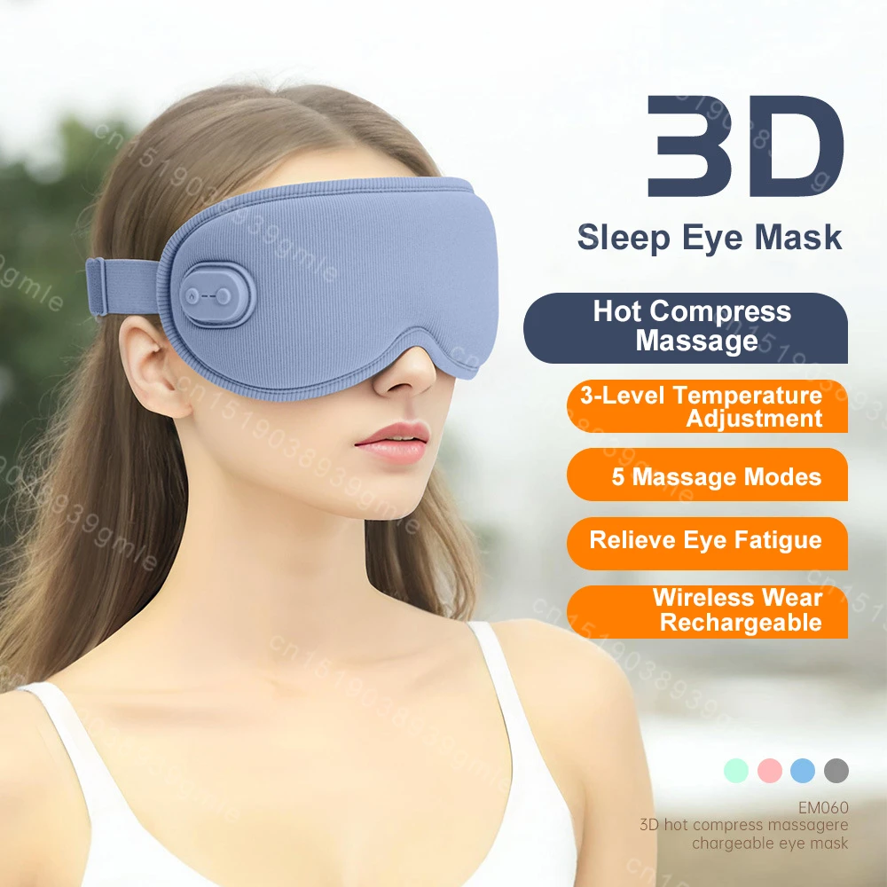 Heated Eye Massager Sleep Eye Mask Hot Compress 5 Vibration Modes Eye Massager Eye Protection Reduce Dark Circles Improve Sleep