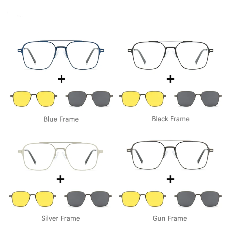 3 In 1 Set Grote Mannen Magnetische Clip Op Zonnebril Gepolariseerde Optische Brilmontuur Recept Zonnebril Rijden Bril UV400