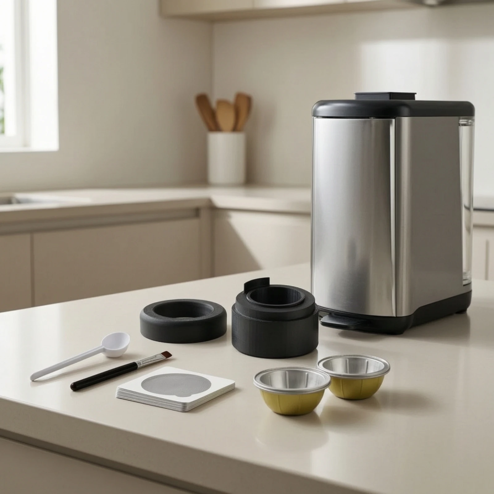 2 Pieces Reusable Coffee Capsule Compatible Stainless Steel Capsule with Filter Reusable Espresso Capsules Long-Lasting