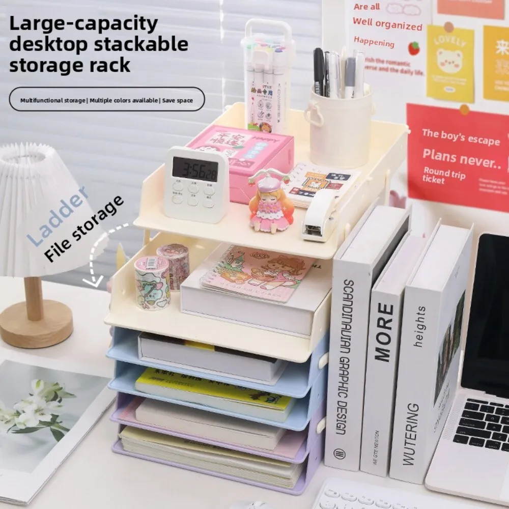 

Foldable Multi Layer A4 Paper Organizer for Office Student Exam Desk Durable File Storage Rack for School and Home Use