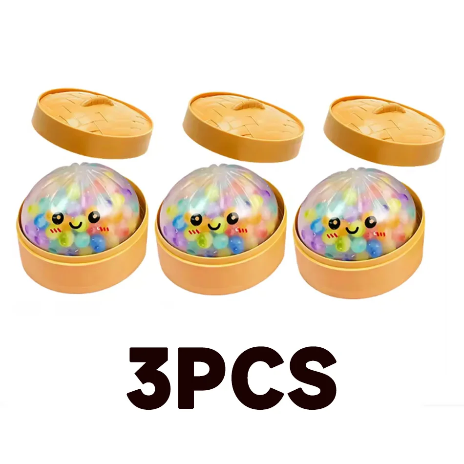 Neue bunte Glitzerperlen gefüllte Dumpling Squishy, Überraschungsbox mit Geschenkbox & verstecktem Stil, Stressabbau-Sensorik-Quetschspielzeug