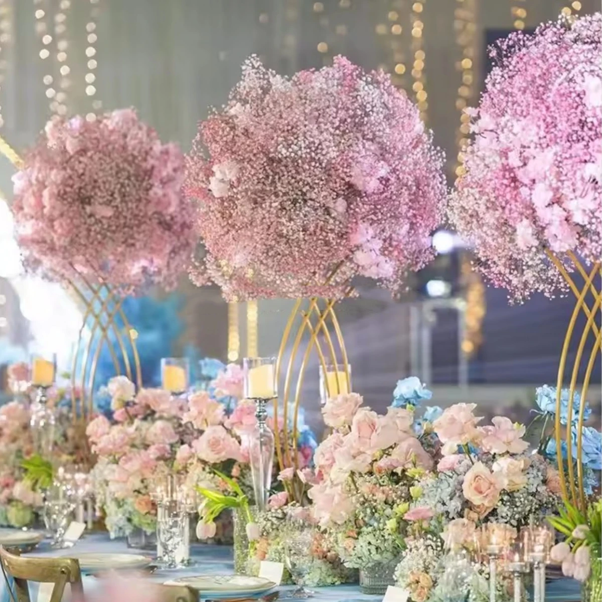 

10pcs)Wedding Backdrop Stand Gold Metal Flower Arrangement Backdrop centerpieces Arch for Events Decoration