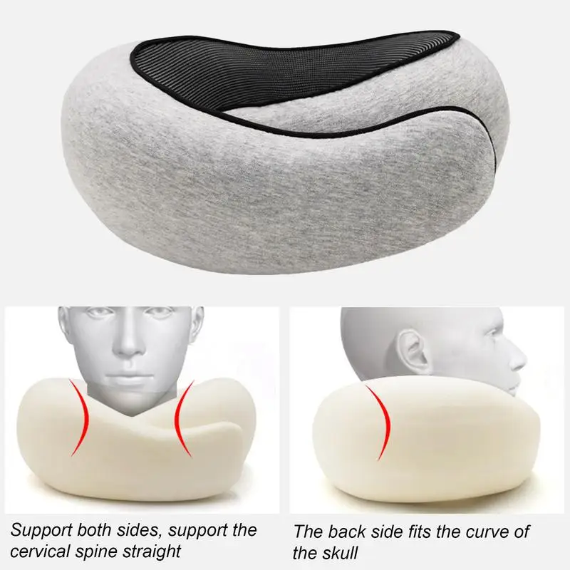 Travel Neck Pillow Memory Foam U-shaped Pillow Snail Style Travel Neck Support Portable Adjustable Soft Noon Break Sleep Pillows