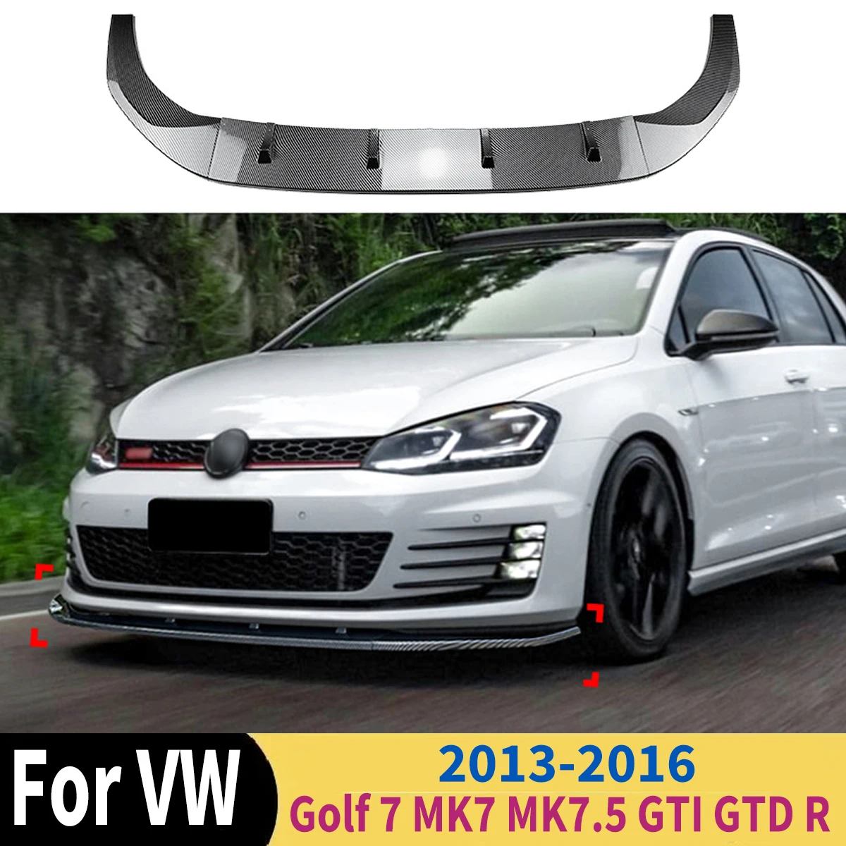 

For Volkswagen Golf 7 MK7 MK7.5 GTI GTD R Rline 2013-2016 Car Front Bumper Spoiler Lip Splitter Diffuser Auto Accessories Tuning