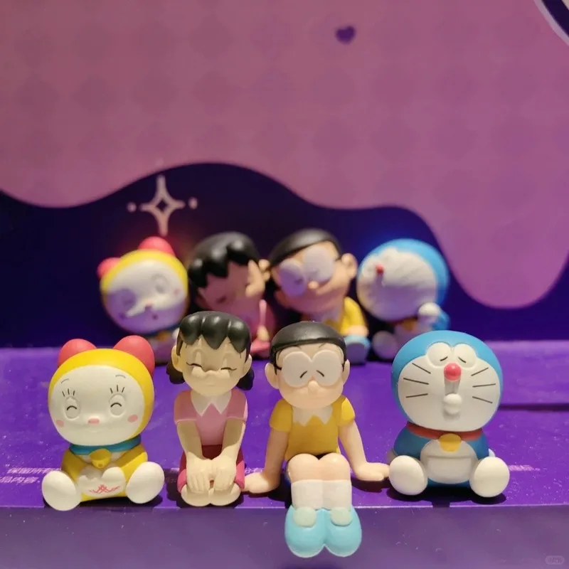 Doraemon Gachapon Gacha Capsule Toy Anime Figure Shoulder By Shoulder Sleep Mini Figurine Kawaii Doll Table Ornaments Gift Toy