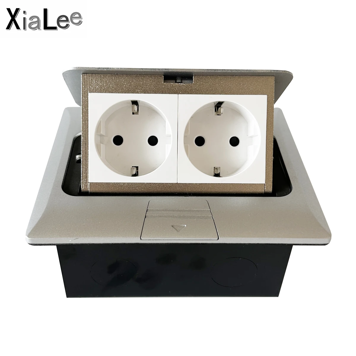 Pop-up Floor Socket EU Power Outlet Silver Aluminum Plate All Metal Material