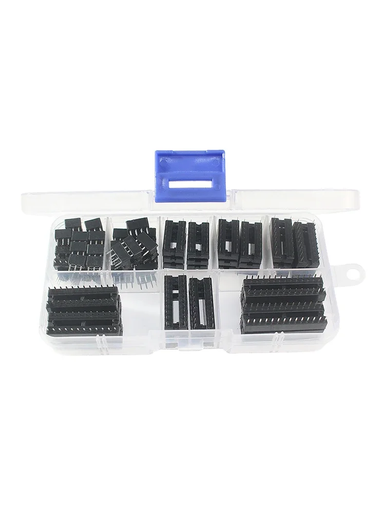 66Pcs/box DIP 6 8 14 16 18 20 24 28 Pin Electronic IC Socket Sample Kit Adapter Soldered Socket Kits 8 Flat Pin IC Connectors
