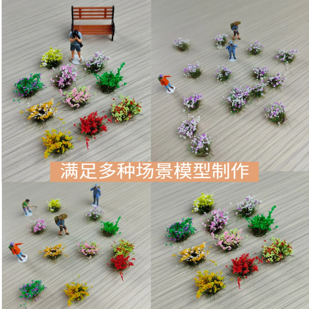 10mm Flower/Grass Cluster Model Kit for Miniature Building Sand Table DIY Handmade Flower Plant Materials Diorama 15pcs/box