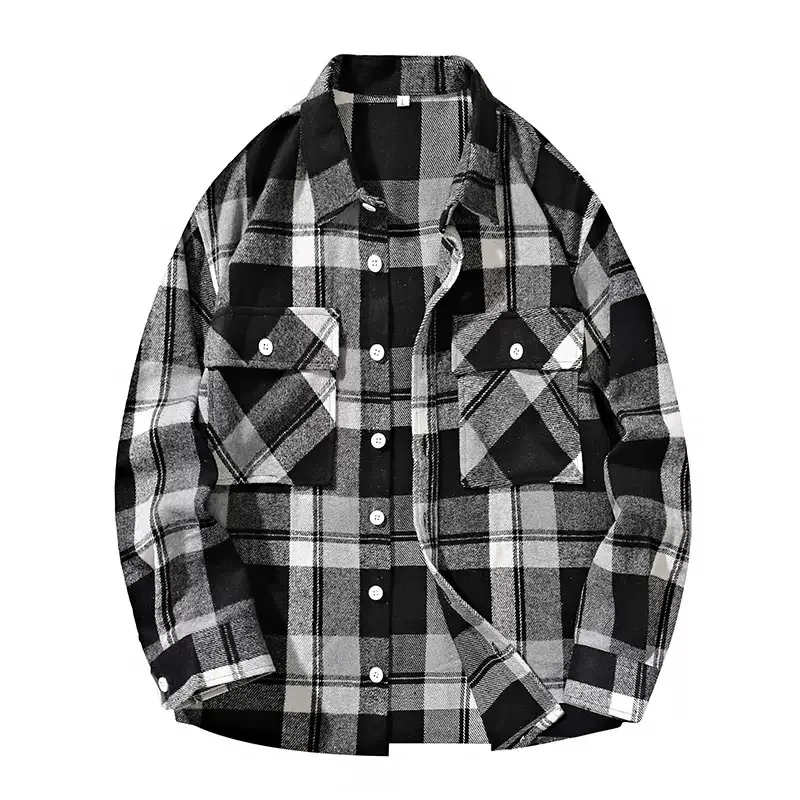 

Autumn and Spring New Fashion Trend American Vintage Plaid Shirt Men's Casual Loose Sports High Quality Long Sleeve Shirt M-5XL