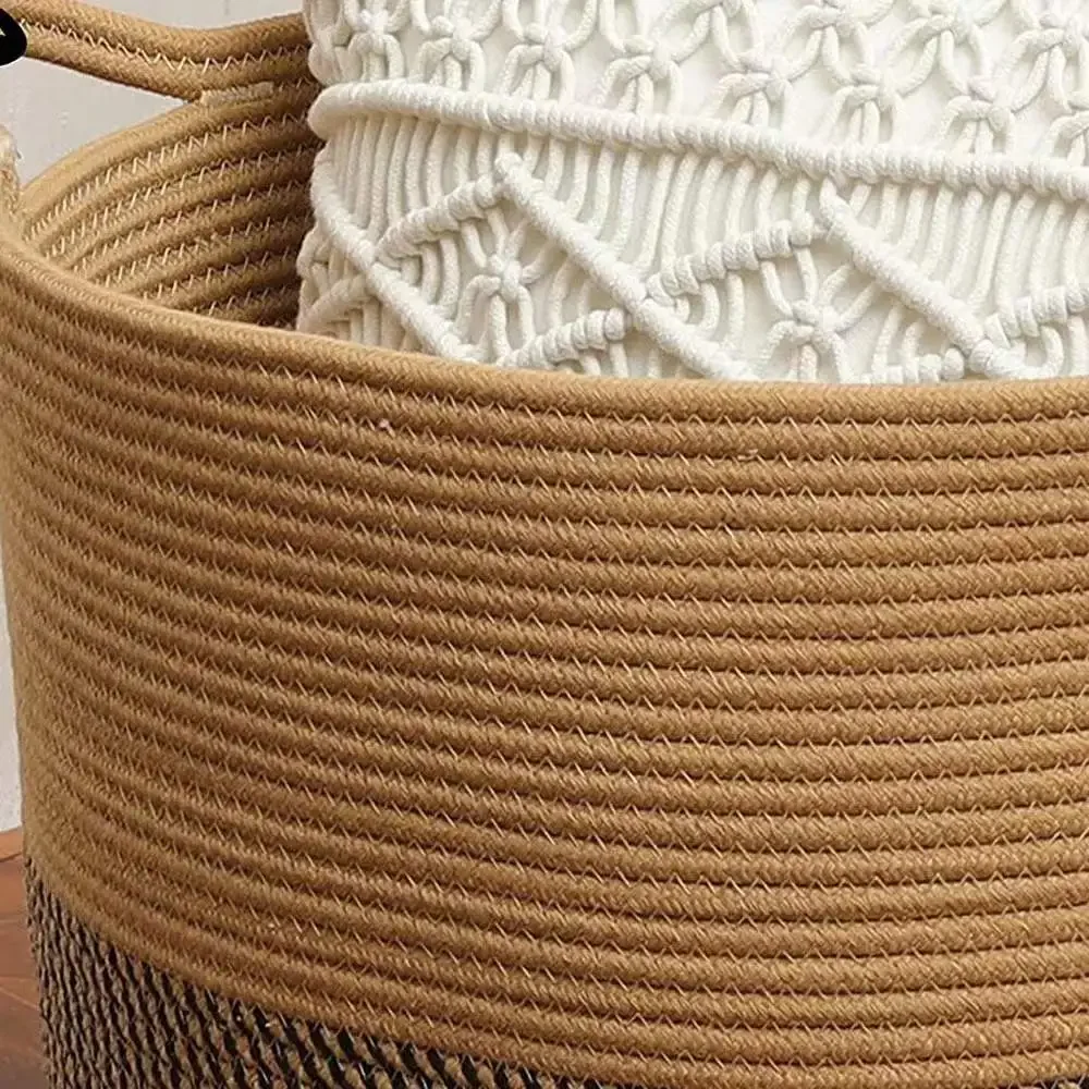 Woven Basket Large Cotton Laundry Basket Toy Dirty Clothes  Weaving  Home Organization And Storage With Handle Large Conpacity