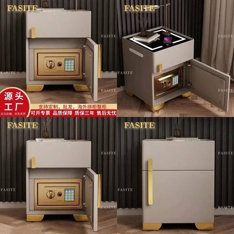 For Smart Bedside Table Light Luxury Invisible Integrated Wireless Charging Password Locker Safe Small Multi Function