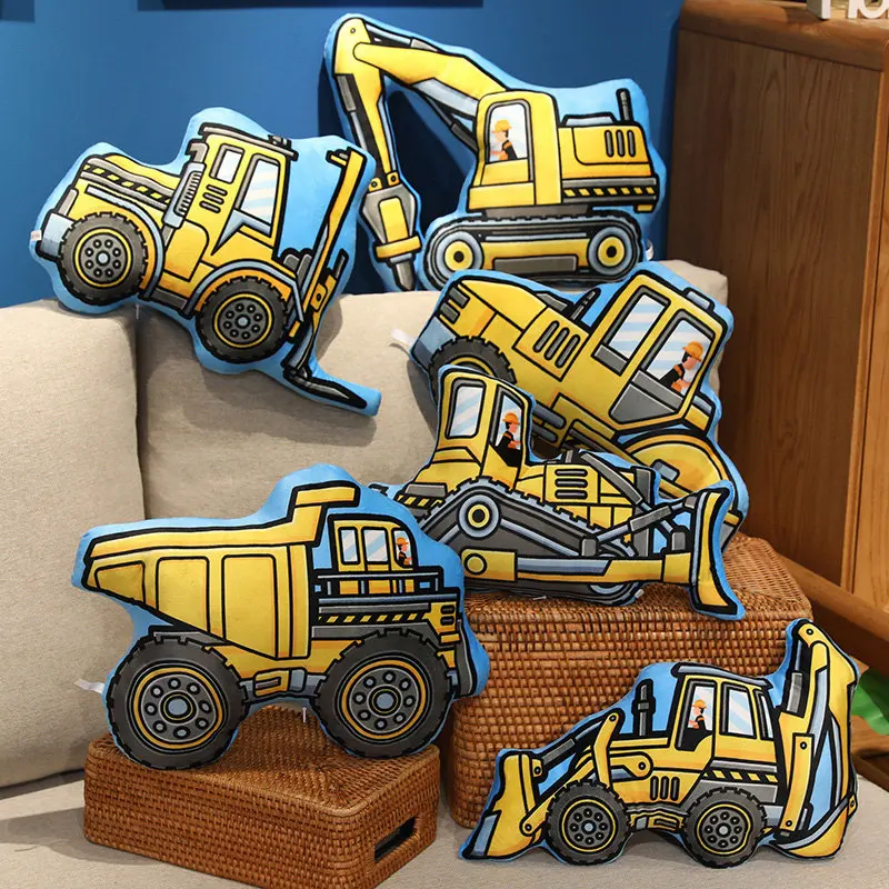 

Engineering Vehicle Plush Toys Cushion Cartoon Crane Forklift Bulldozer Dolls Pillow Kids Birthday Home Decors Boys Girls Gifts