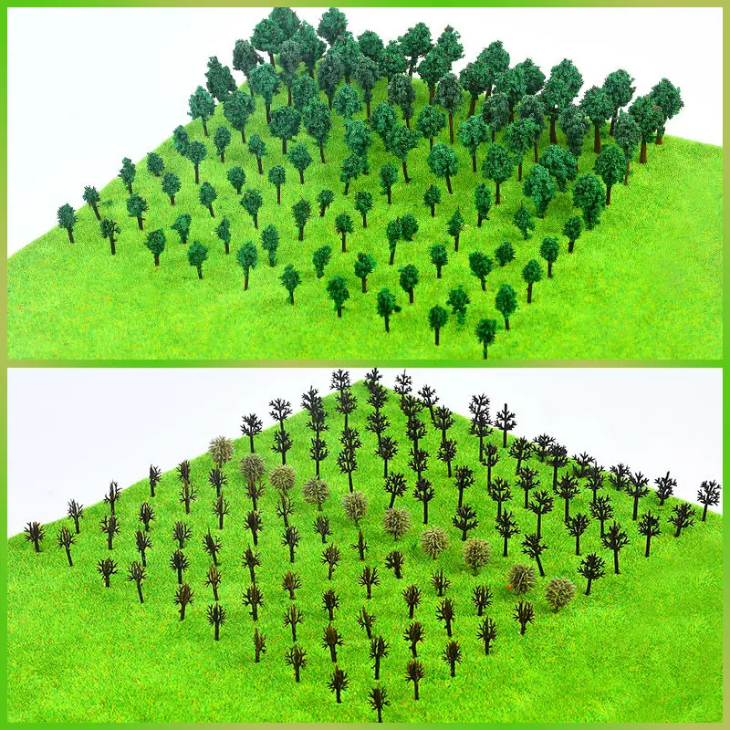 30/50PCS 미니어처 혼합 모델 나무 액세서리 DIY 모래 테이블/철도/인형 집 자연 녹색 식물 풍경 키트