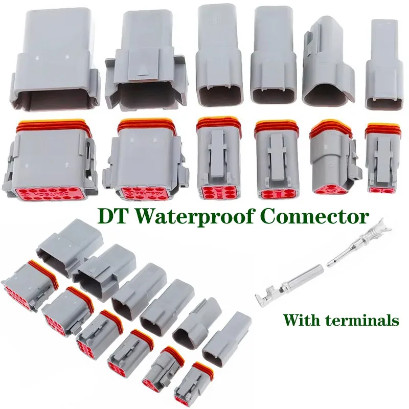 DT connector plug-in car connector DT04-2 hole/3/4/6/8/12 hole DT06-2S/3S/8S 22-16AWG Waterproof Deutsch Connector deutch