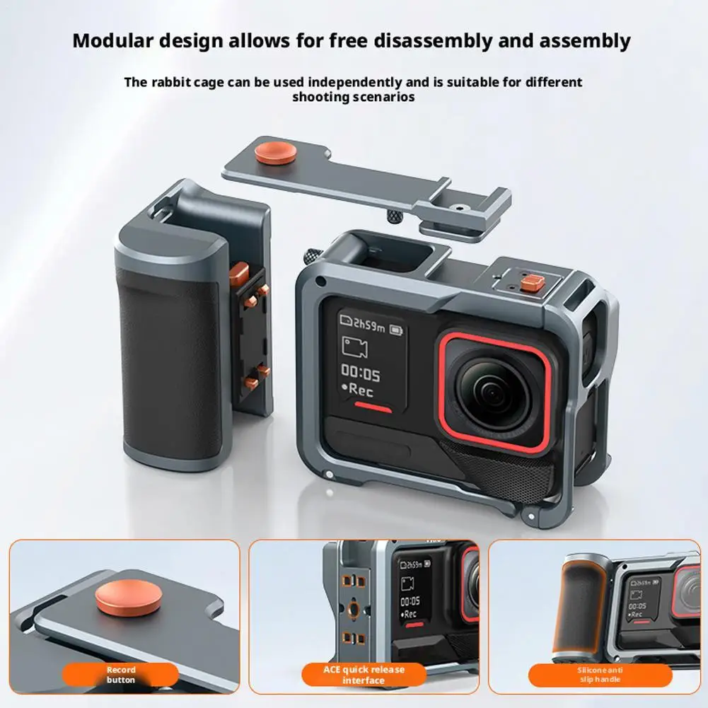 

GA-07 Metal Cage Handle Kit For Insta360 Ace/Ace Pro/Ace Pro2 Mechanical Button Street Shooting Accessory Set