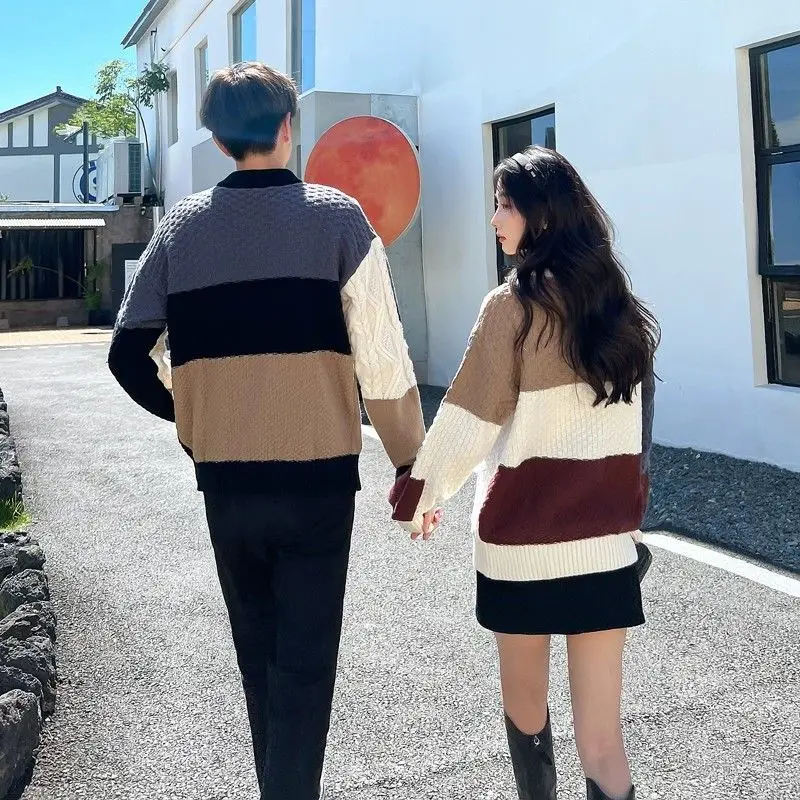 

Couples Sweaters Hong Kong Sle Loose Thiened Trendy Knitwear Autumn Winter Faionable Lazy Sle Korean Version Sweaters