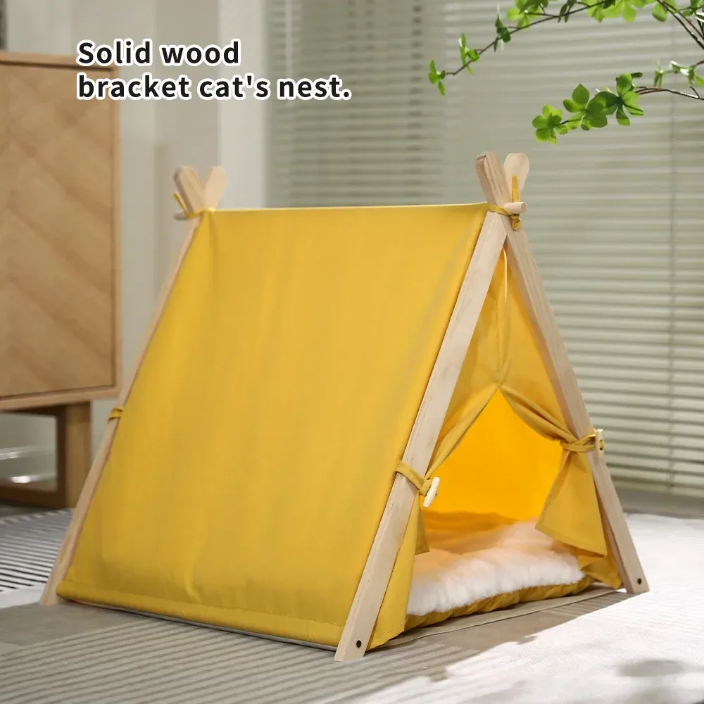 

Pet Tent House Dog Bed Portable Removable Washable Teepee Puppy Cat Indoor Outdoor Kennels Cave with Cushion and Blackboard