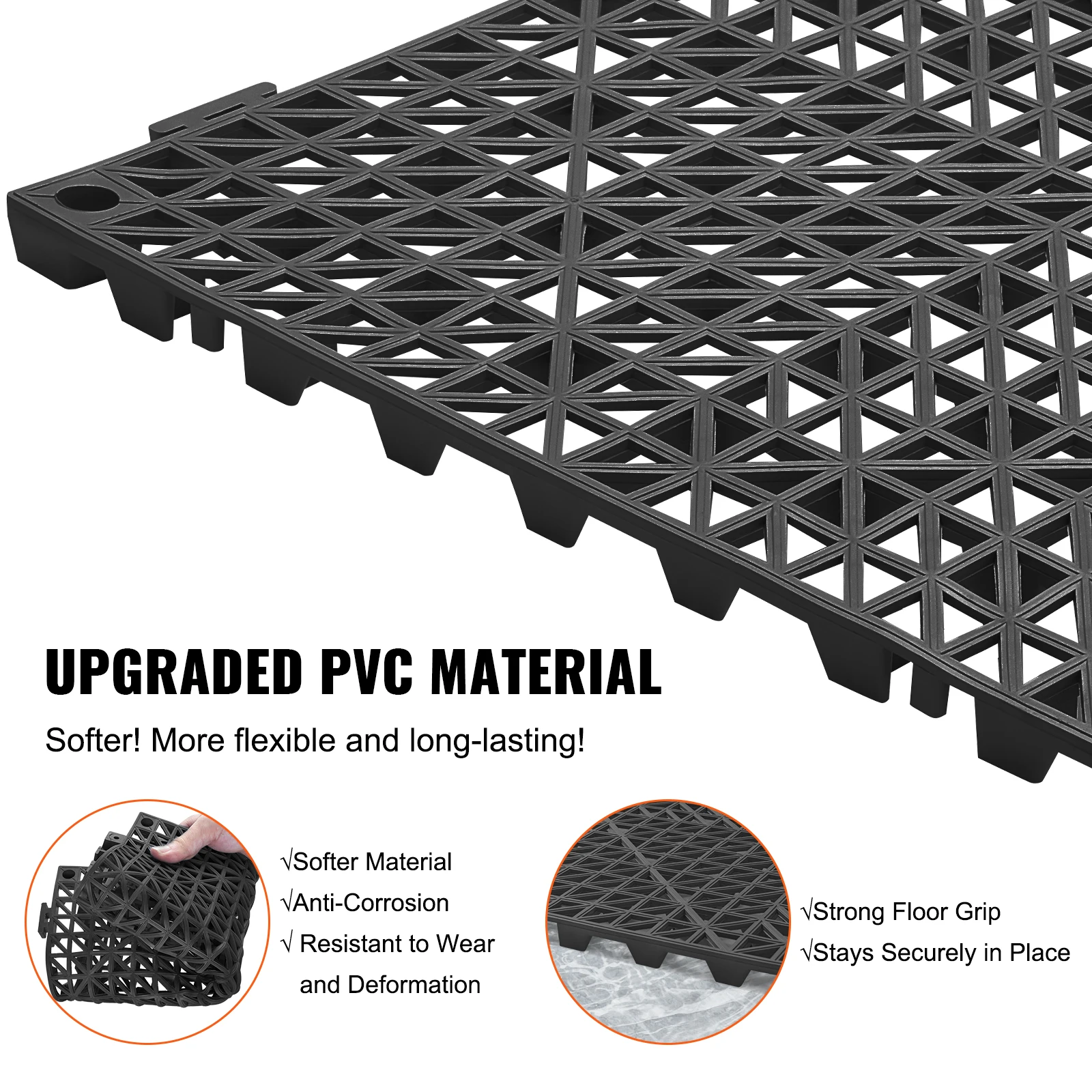 VEVOR กระเบื้องประสาน 55PCS กระเบื้องระบายน้ํา 12x12in Splicing PVC ระบายน้ํากระเบื้องกันลื่นสําหรับห้องน้ํา/ห้องน้ํา/ห้องครัว