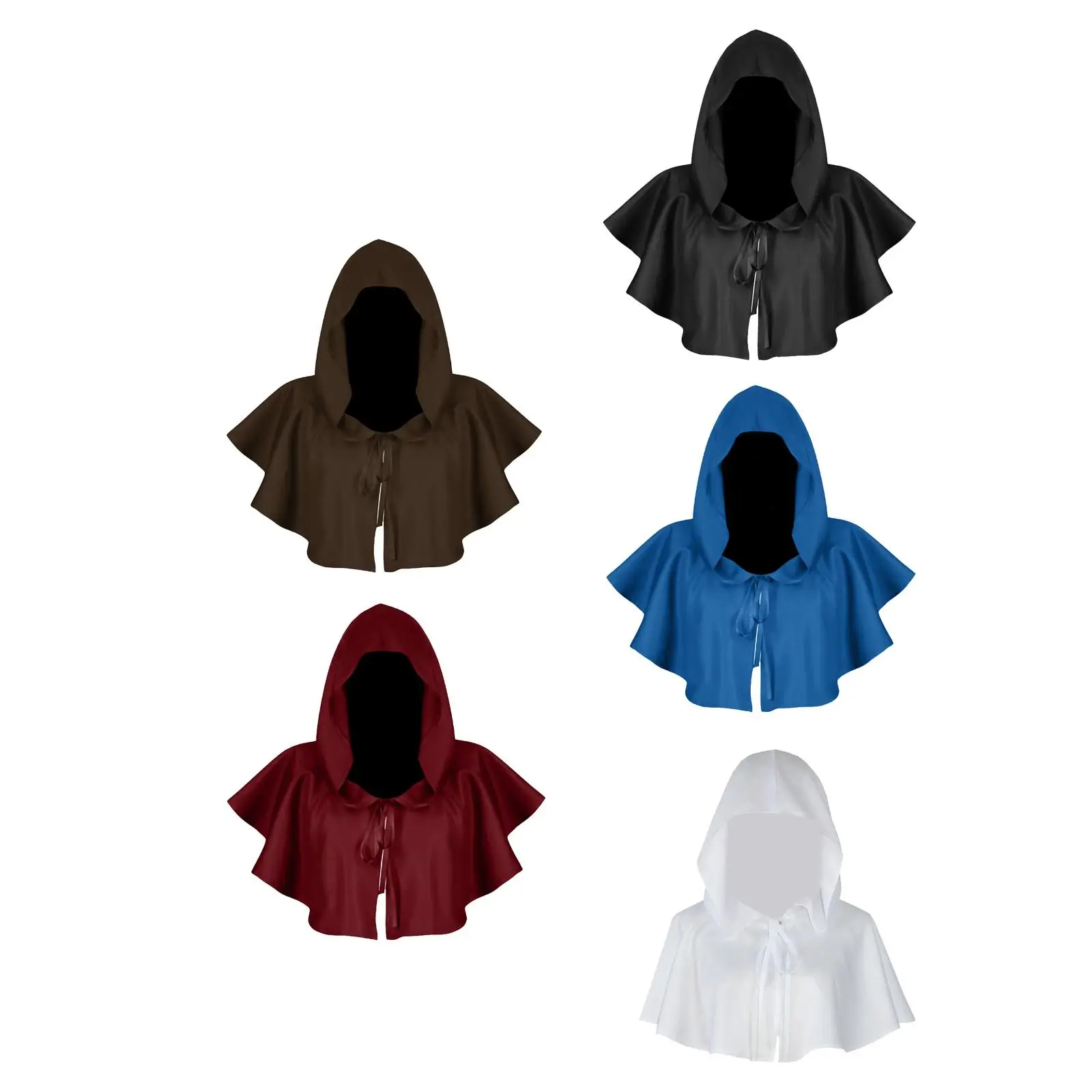 Cosplay Hooded Cloak Cape for Adults Medieval Gothic Halloween Party Fancy Dress Wizard Sorcerer Priest