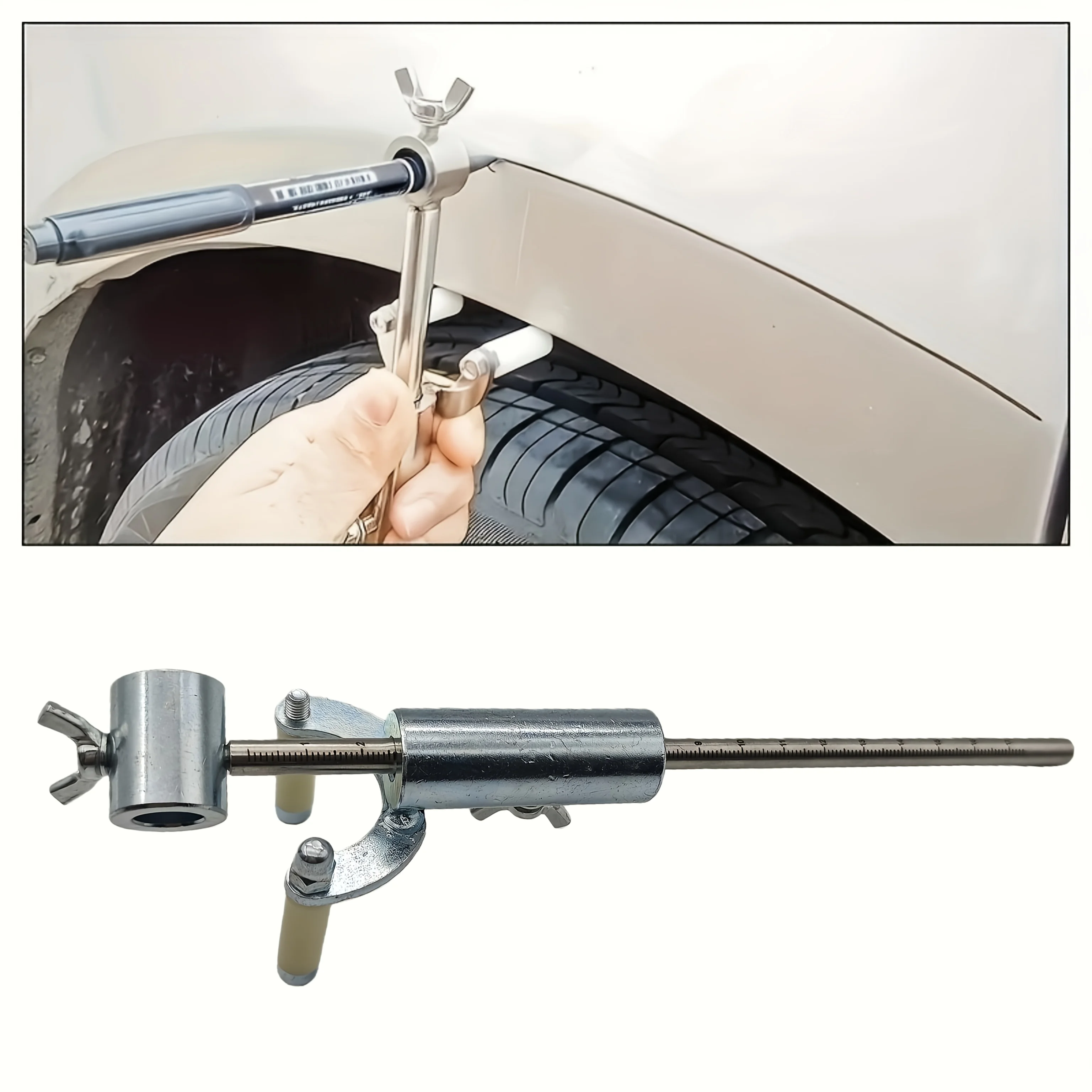 

1pc Adjustable Metal Parallel Scriber Tool for Car Body Repair – Durable Paint Scribing Guide for Wheel Eyebrows & Panels