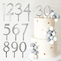 Silver Acrylic Number 0-9 Cake Topper Gold for Birthday Wedding Anniversary Party Dessert Baking Cake Decoration Supplies