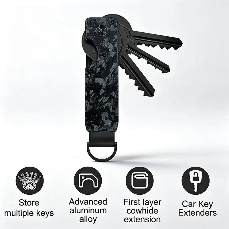 Women Men Key Organizer Minimalist Innovative Key Holder Compact Metallic Key Holder Smart Keychain Secures 2-6 Keys YSB06