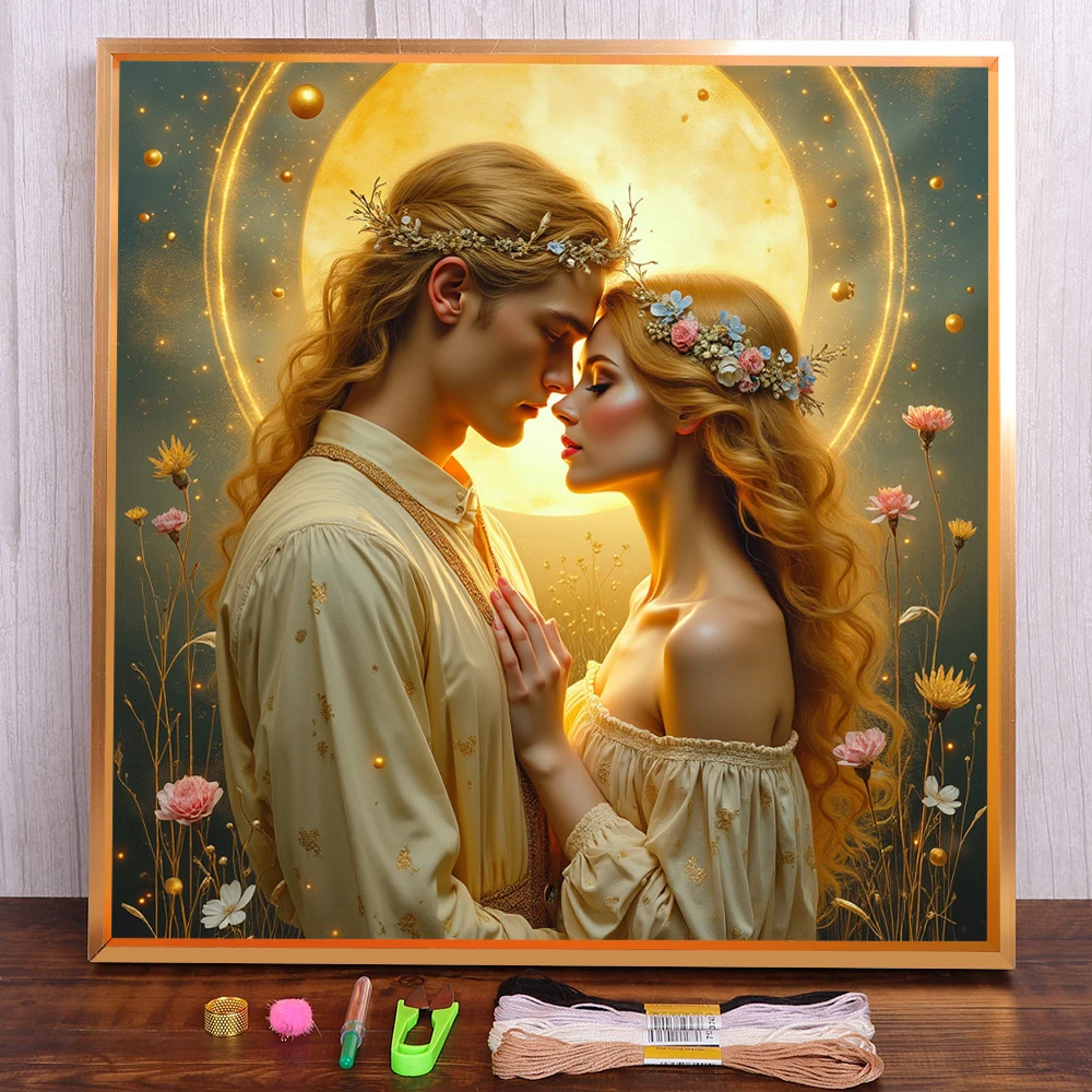 

Portrait Lover Cross-Stitch Full Kit DIY Embroidery Knitting Handicraft Painting Needlework Room Decor For Adults Home Decor