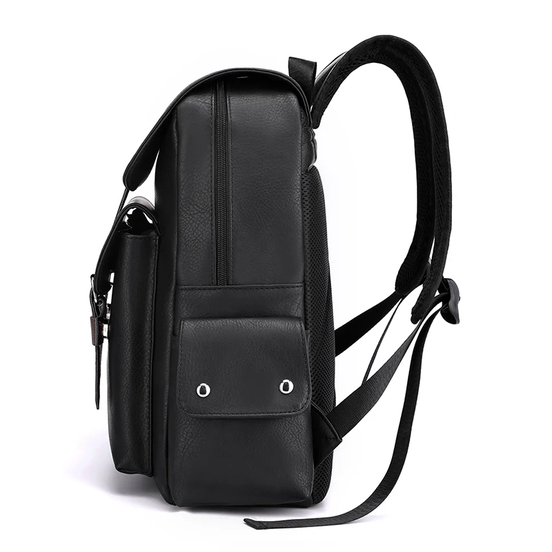 2023 männer Rucksack PU Leder Rucksack Große Laptop Rucksäcke Männlichen Mochilas Schwarz Schulranzen Für Jugendliche Jungen Braun Sac A Dos – Detail 5