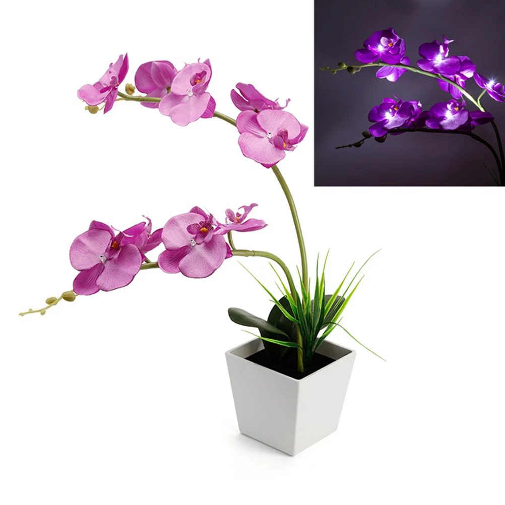 

Butterfly Orchid Led Light Artificial Flower Lamp Operated Flexible Stems For Home Bedroom Wedding Decor Orchid