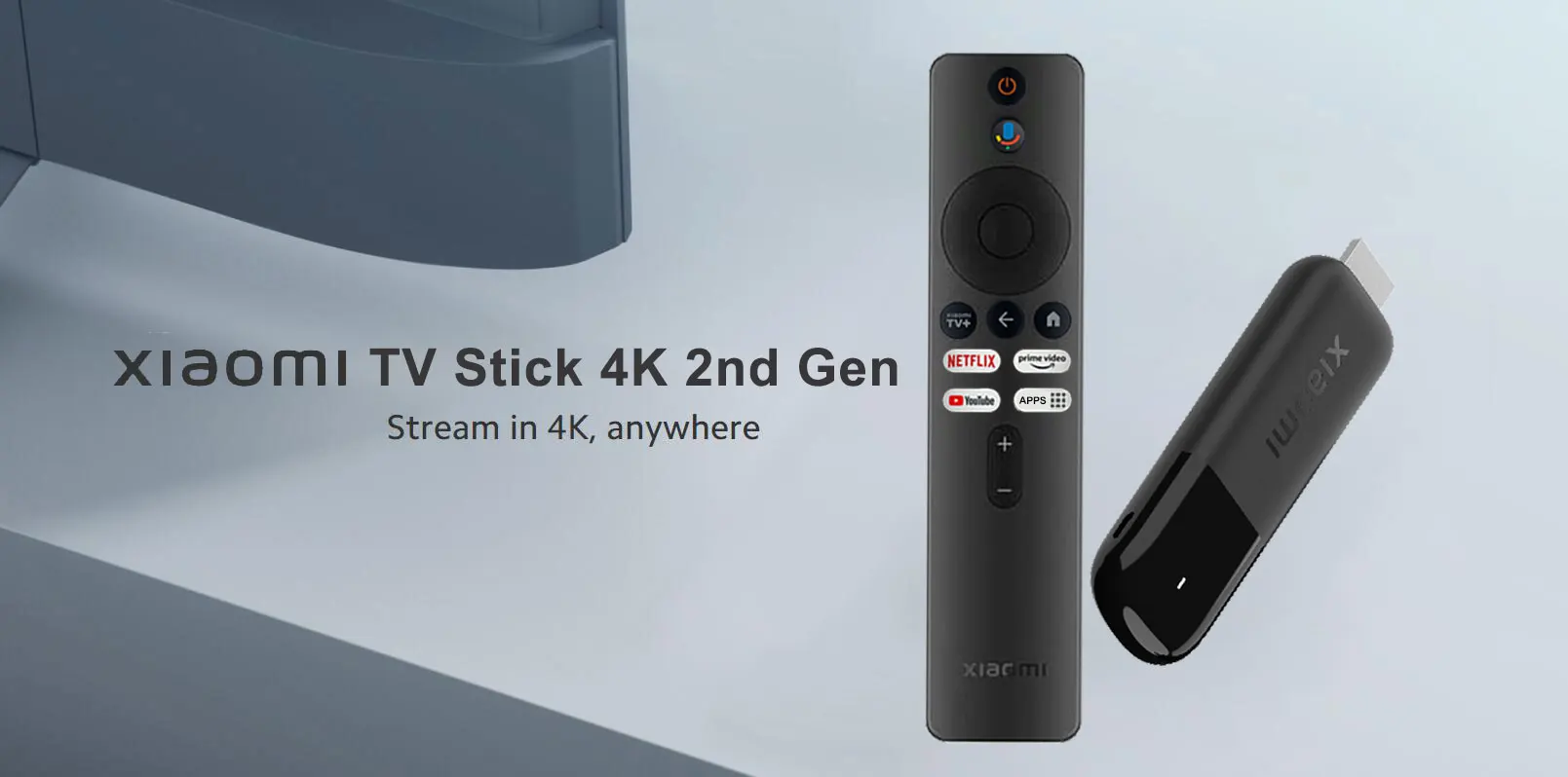 Xiaomi TV Stick 4K 2. Generation / Smart TV Stick 4K, tragbare Streaming-Medien, Netflix WiFi 6 Google Assistant, Smart TV Dongle BT5.2 – Detail 1
