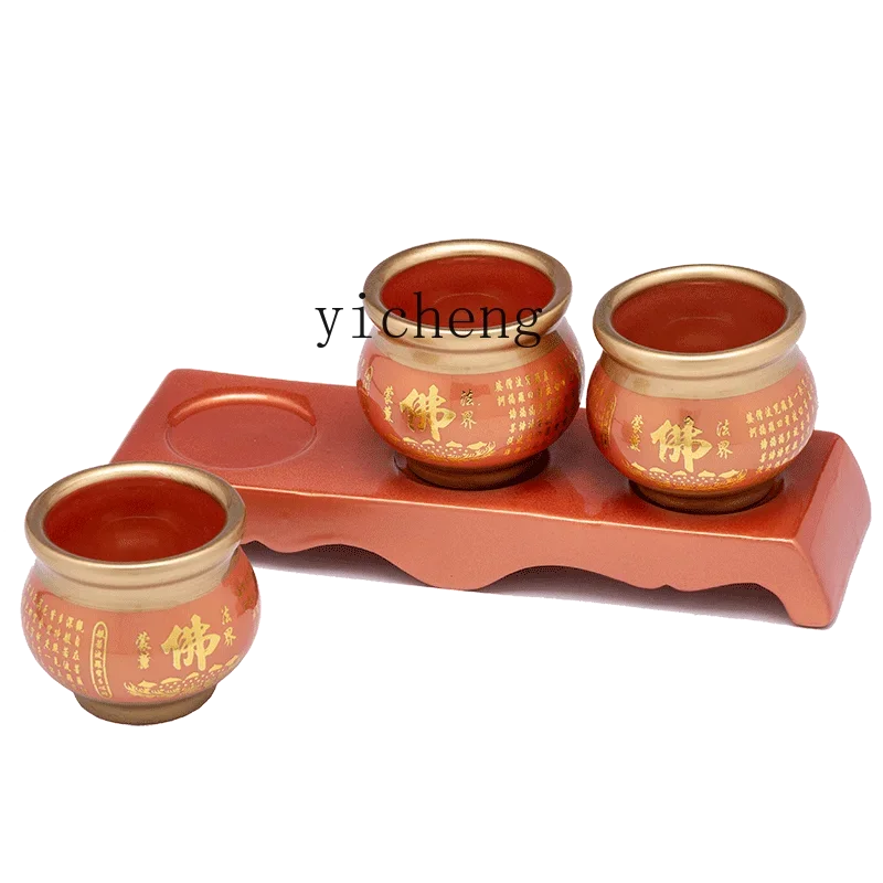 

Worship Three-Piece Water Wine Glass with Bottom Small Fairy Buddha Front Ceramic Water Filter Jug