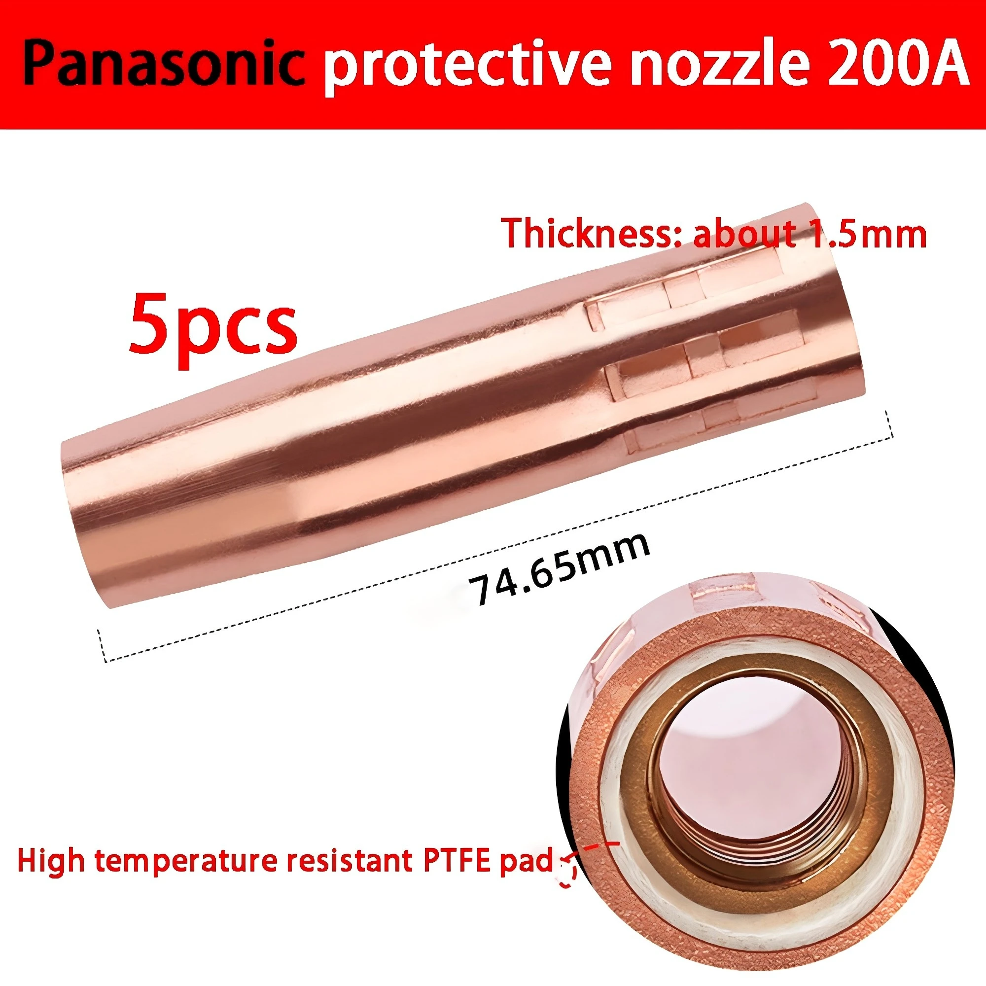

5 шт., аксессуары для сварочного пистолета, защитное сопло, сопло 350A, защитная крышка, 200A, медная утолщенная проводящая насадка 500A