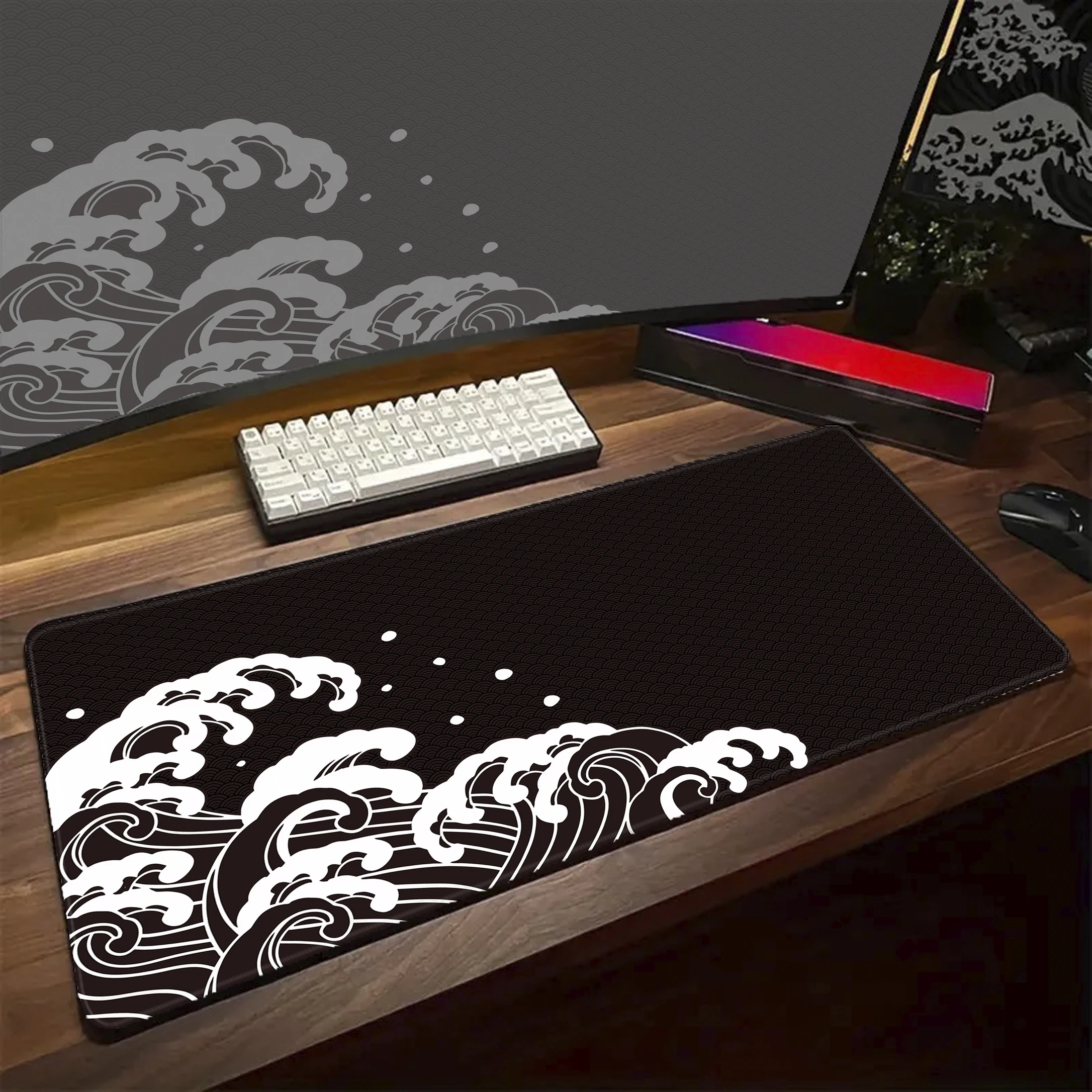 

Large Mouse Pad Japan Black Great Wave off Gaming Mousepad Gamer Keyboard Mouse Mats Office Computer Laptop Desk Mat 90x40cm