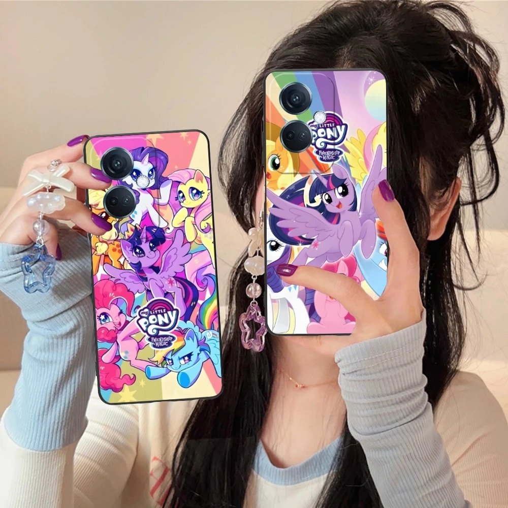 Cute Little Pony Mobile Cell Phone Case for OPPO Find X5 X3 X2 A93 Reno 8 7 Pro A74 A72 A53 Black Soft Phone Cover Shell