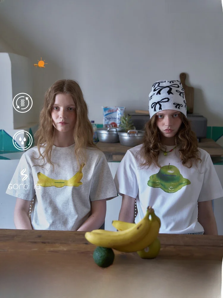 

Riverstone plus летняя свободная женская футболка Sorona Ice Skin ort Sve с фруктовым принтом, повседневная смесь хлопка и полиэстера