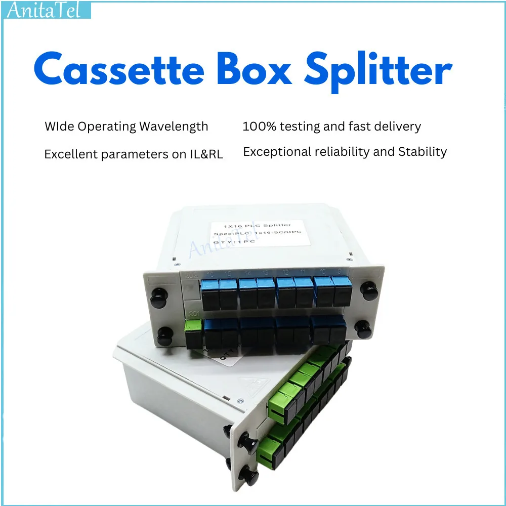 1pcs 1X16 SC/APC UPC Box Cassette PLC Splitter Card Inserting Module 1:16 16 Ports Fiber Optical PLC Splitter