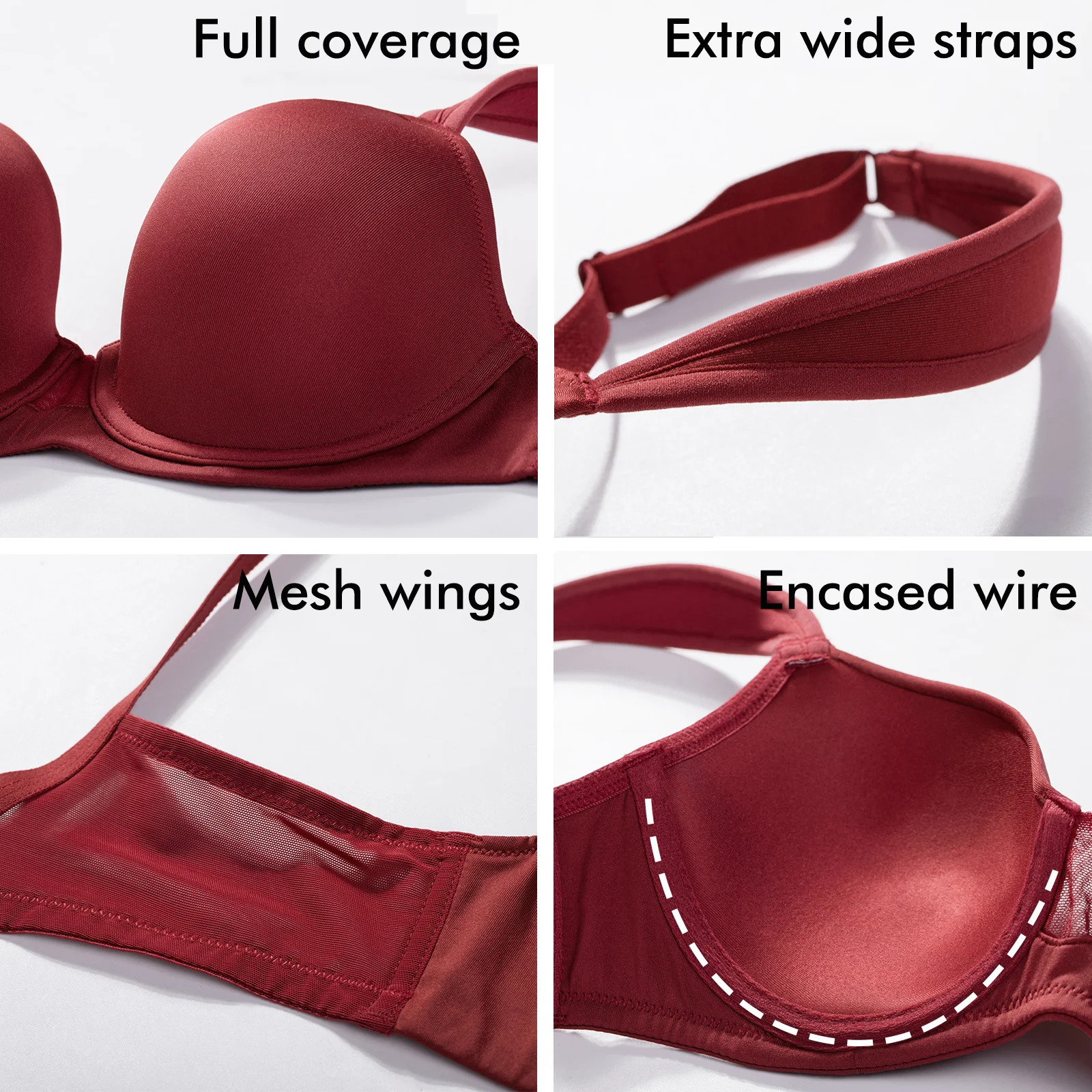 DELIMIRA Women's T Shirt Bra Plus Size Lightly Padded Comfort Wide Strap Seamless Underwire Contour Support D DD E F