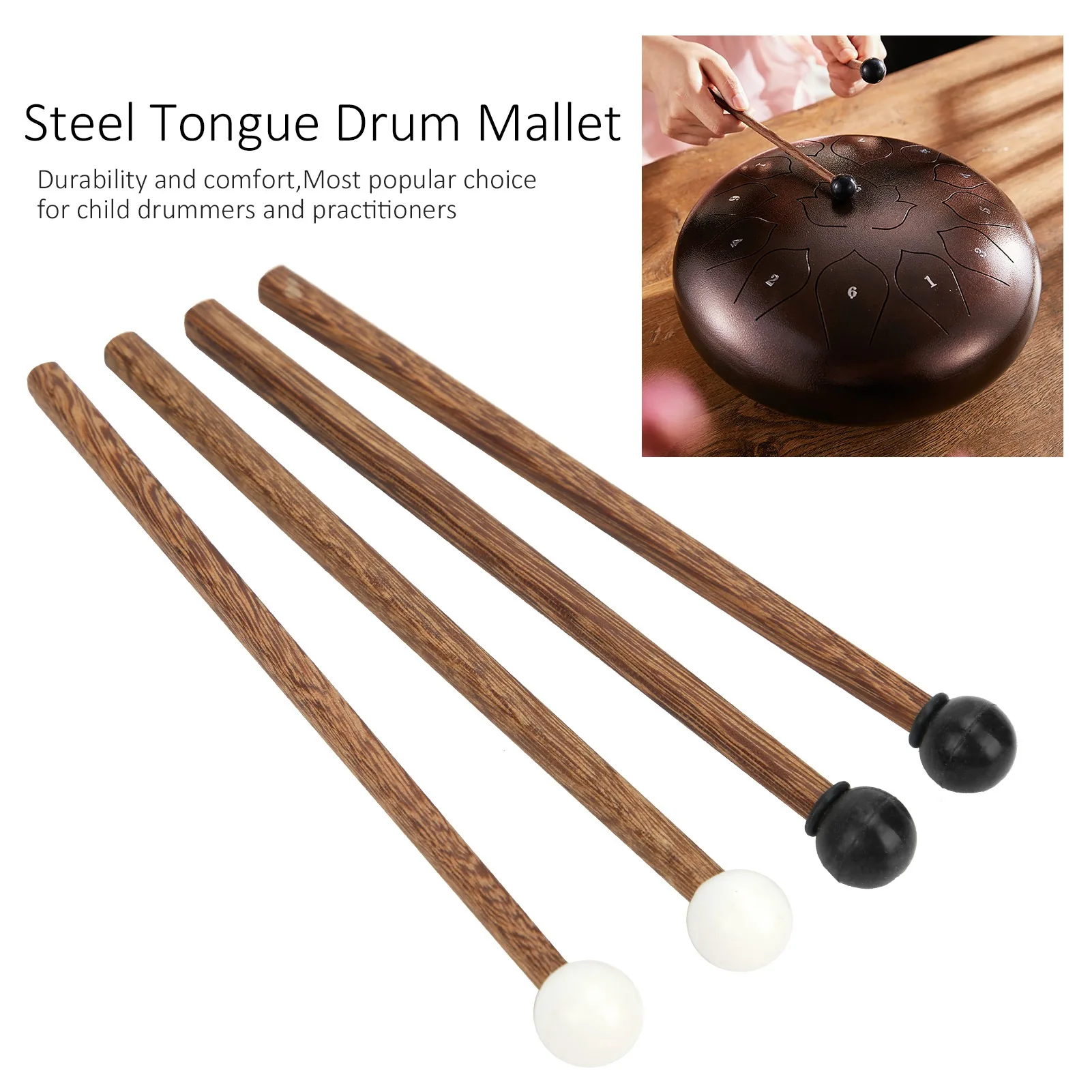 4Pcs Steel Tongue Drum Mallet Children\'s Rubber Drumstick Percussion Instrument Parts 16.5cm