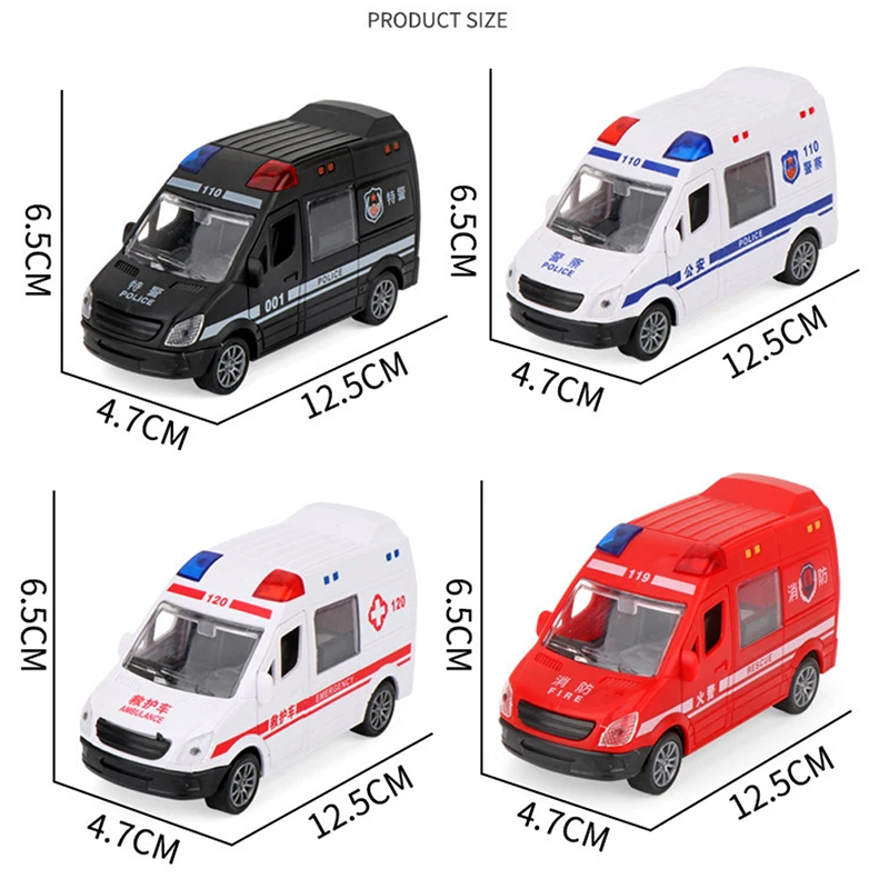 

Hospital Rescue Ambulance Police Metal Cars Model Pull Back Sound And Light Alloy Diecast Car Toys For Children Boys Gifts