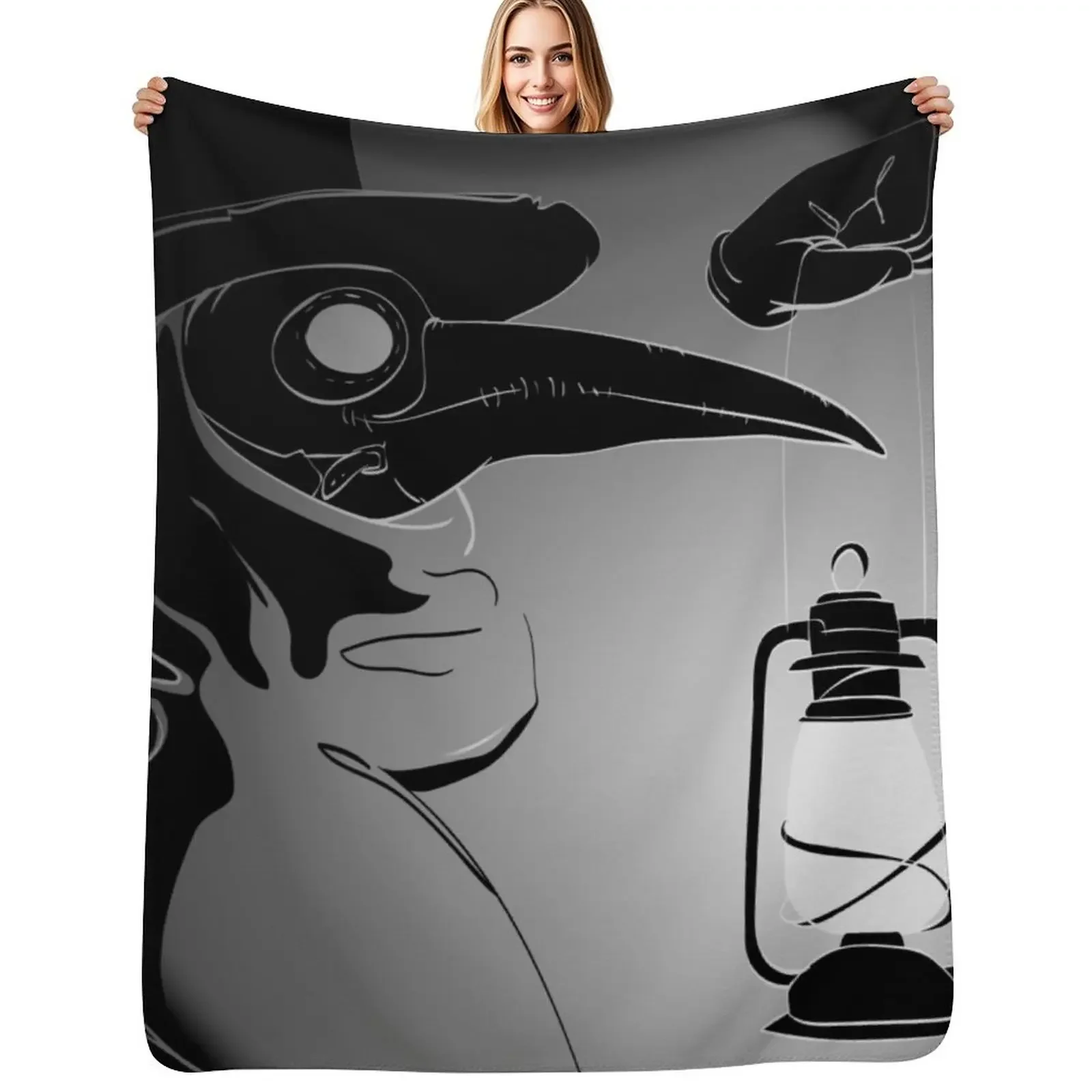 

Plague doctor print, Plague doctor art, Plague Doctor Steampunk Horror Scary halloween decor, Throw Blanket