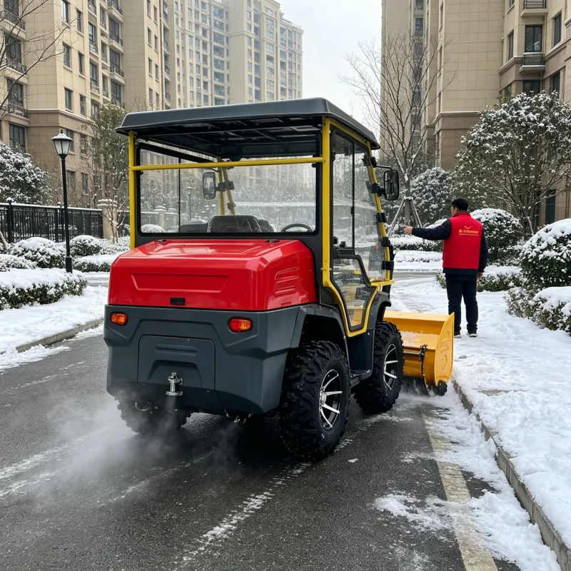 High Quality Four-Wheeled Ride-On Gas Snowplow Truck Multi-Function Electric Start Snow Remover Farm Use Atv Snow Plow