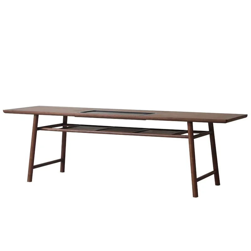 Shaker Solid Walnut Cocktail Table Rust Proof Eco Friendly Easy Clean with Storage No Tools Required for Office Non-Slip Feet