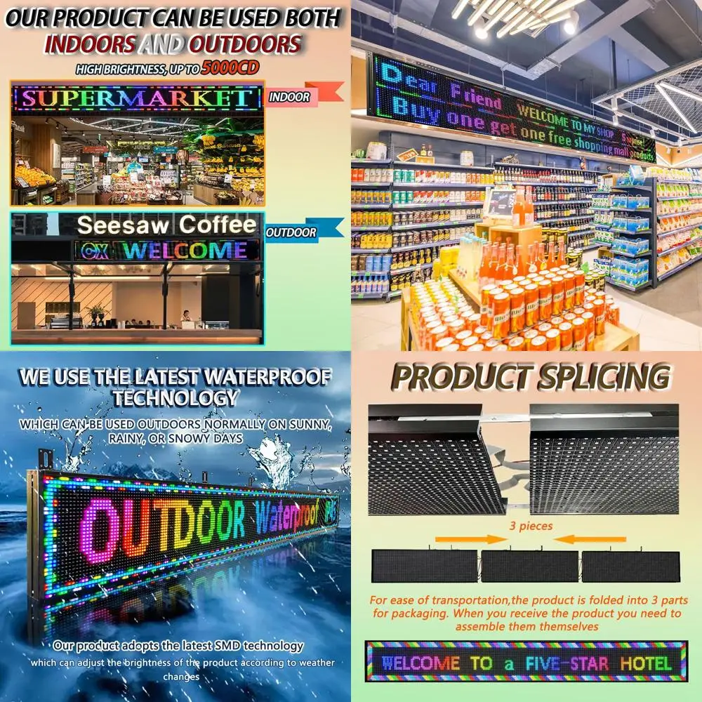 

Уличная светодиодная вывеска, 115x14, программируемая, с функцией прокрутки, цифровой электронный дисплей для рекламы, меню-бордов и ресторанов