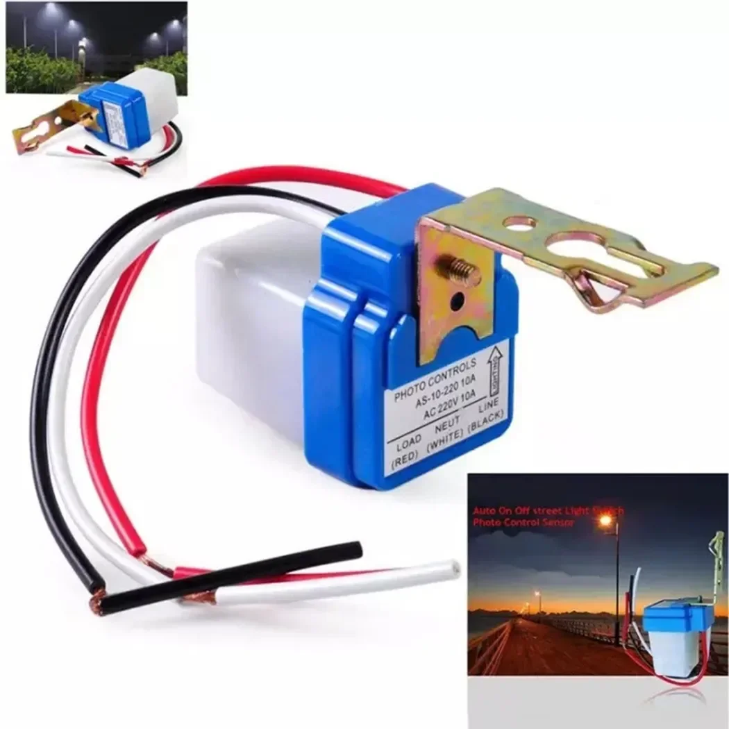 

1Pcs AC 220V 10A Automatic Street Light Switch Photo Controller Street Light Sensor Photo Control Photoswitch Sensor Switch