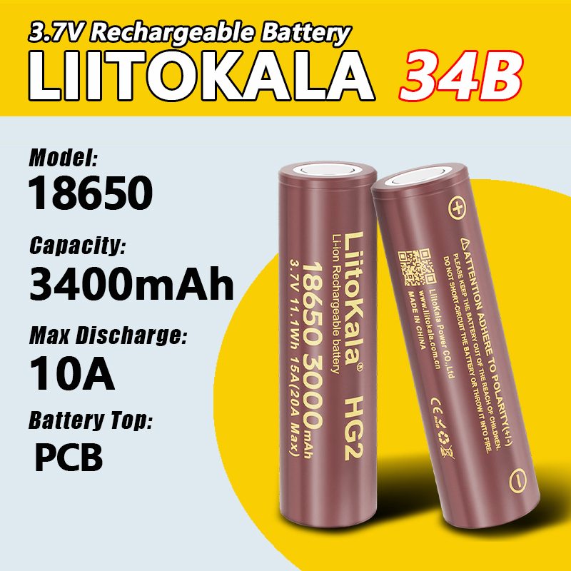  1-16pcs LiitoKala 3.7v 18650 HG2 3000mAh Lithium Rechargeable Batteries Continuous Discharge 30A For Drone Power Tools 