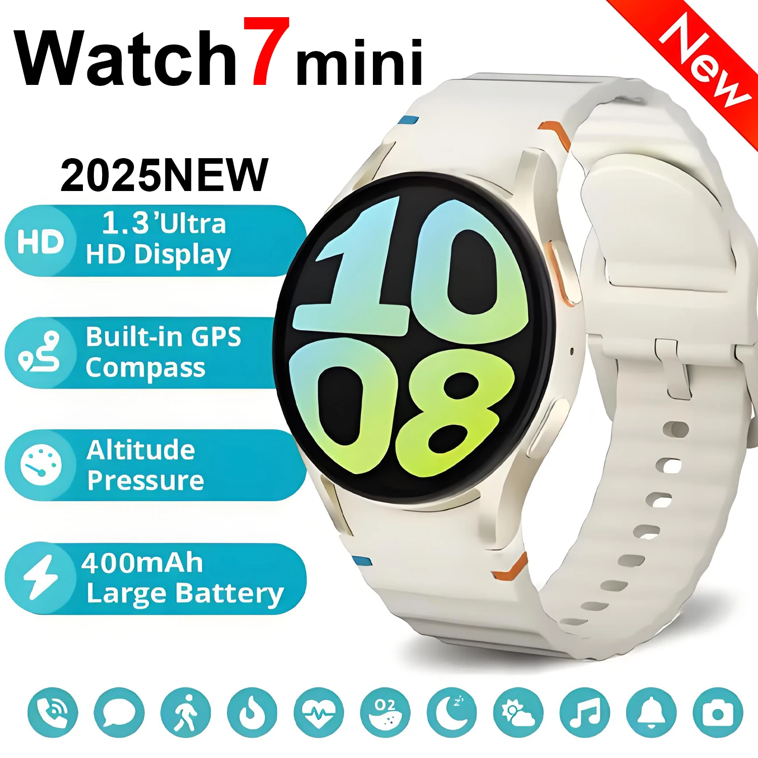 

New Watch 7 mini GPS Sports Track AMOLED Screen HD Bluetooth Call NFC Fitness Tracker Voice assistant Heart Rate Smartwatch 2025