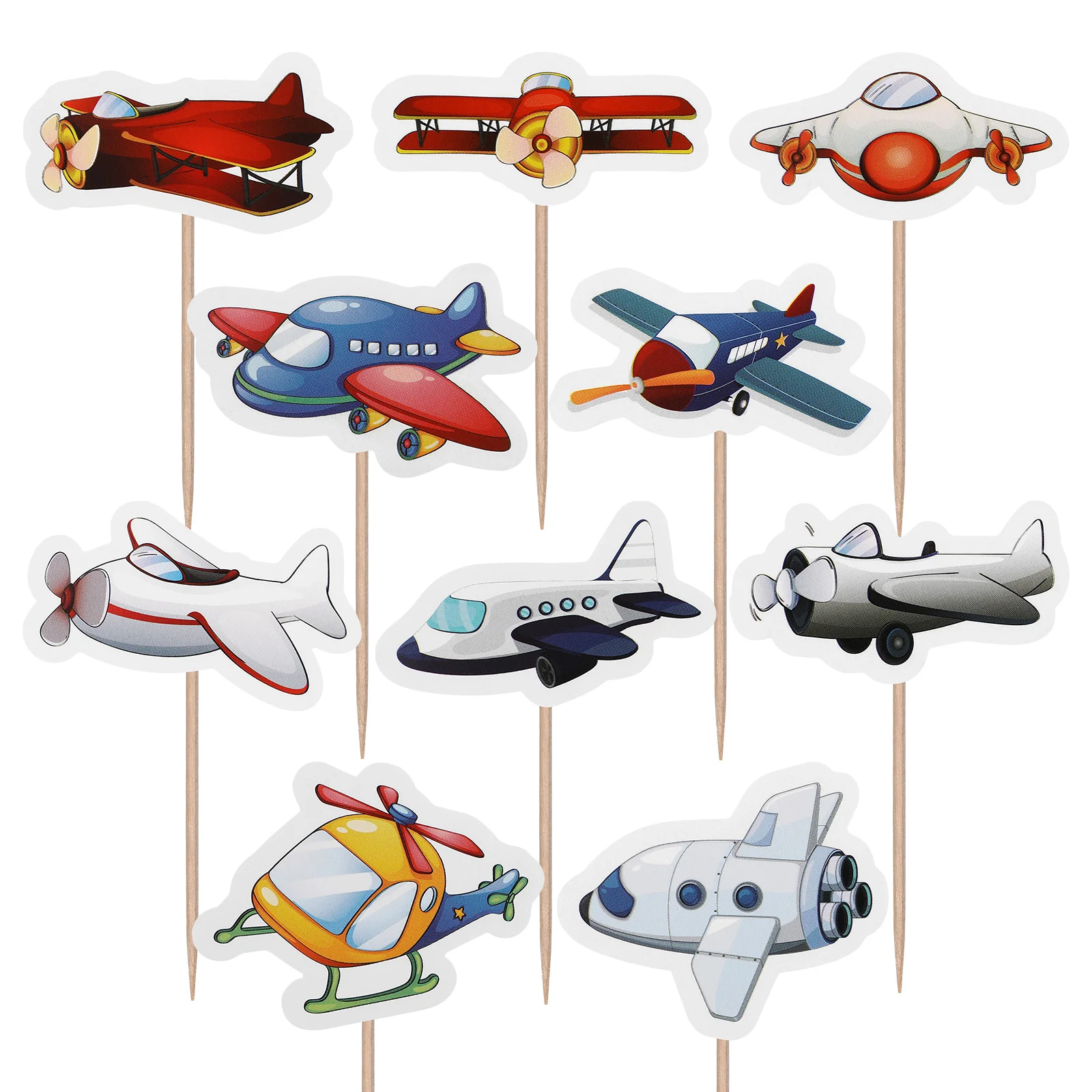10 Pcs Birthday Cake Decorations Dessert Decors Aircraft Toppers Cupcake for Travel